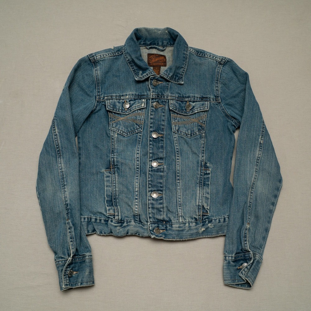 Vintage Y2K Aeropostale Denim Jacket Western Trucker BOHO Distressed Type 3
